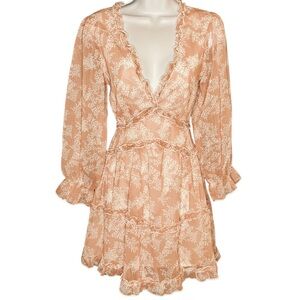 Chiffon Floral Dress with Ruffle Detail and Open Back